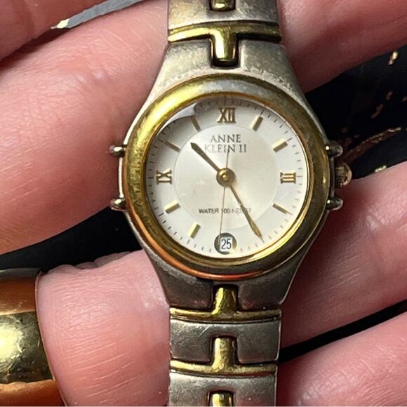 Vintage Anne Klein Gold and Silver Tone Metal Classic Wrist Watch D1 - Picture 1 of 8
